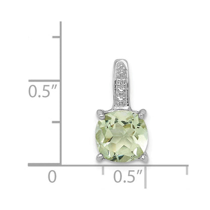 Sterlingsilber Rhodiniert Grün Quarz und Diamant Anhänger