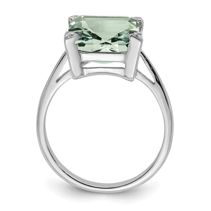 Sterlingsilber Rhodium Grün Quarz Diamant Ring