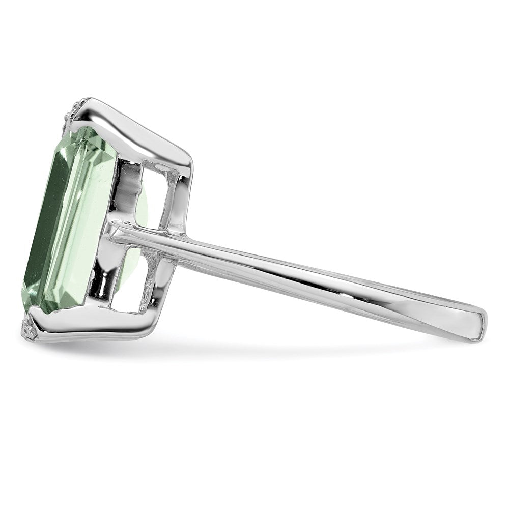 Sterlingsilber Rhodium Grün Quarz Diamant Ring