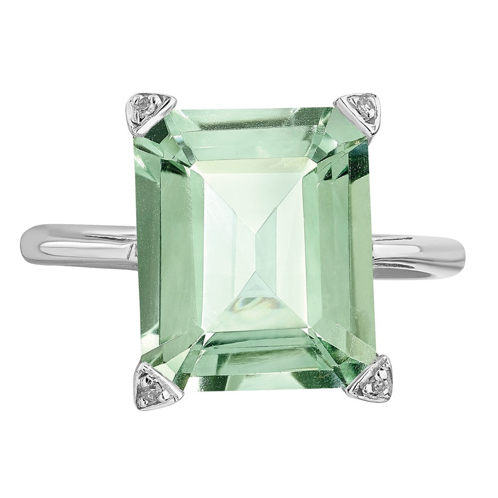 Sterlingsilber Rhodium Grün Quarz Diamant Ring