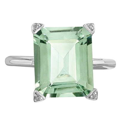 Sterlingsilber Rhodium Grün Quarz Diamant Ring