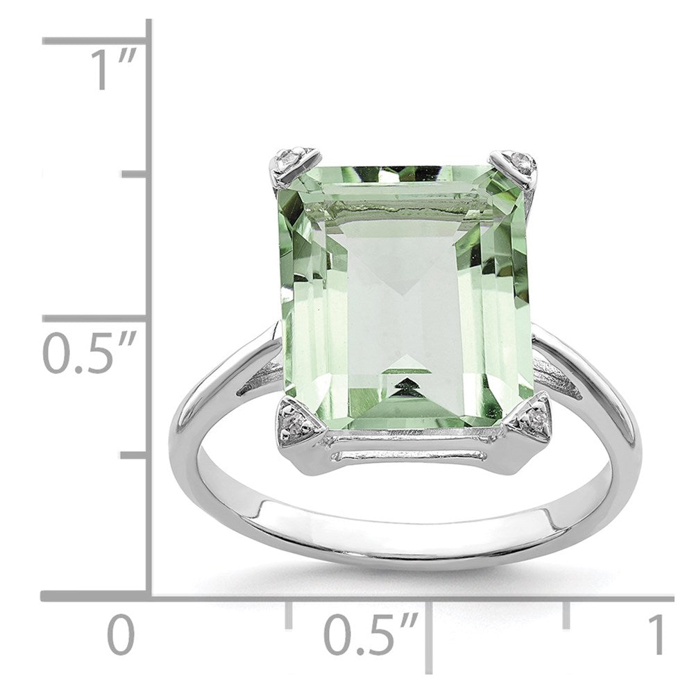 Sterlingsilber Rhodium Grün Quarz Diamant Ring