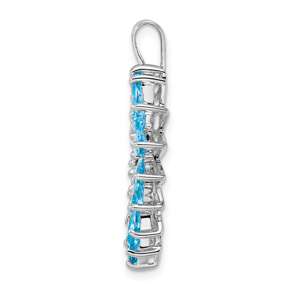 Sterlingsilber Rhodium Marquise Schweizer Blautopas Herz Anhänger