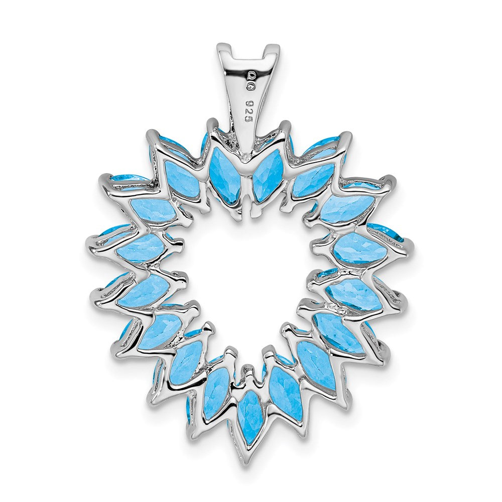 Sterlingsilber Rhodium Marquise Schweizer Blautopas Herz Anhänger