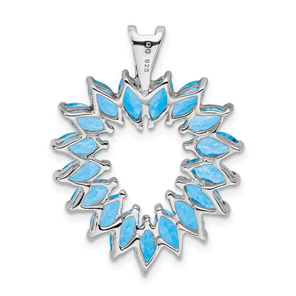 Sterlingsilber Rhodium Marquise Schweizer Blautopas Herz Anhänger