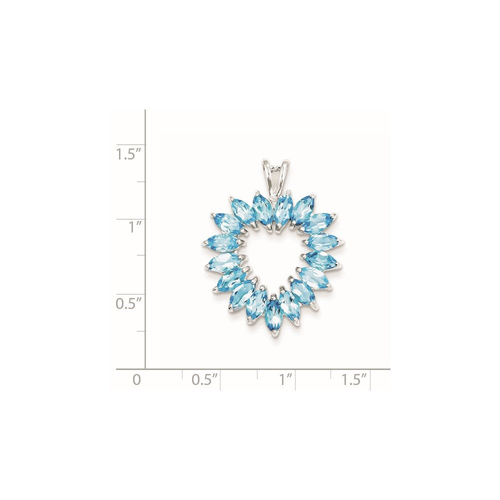Sterlingsilber Rhodium Marquise Schweizer Blautopas Herz Anhänger