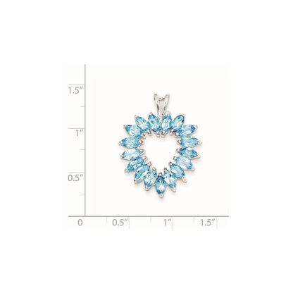 Sterlingsilber Rhodium Marquise Schweizer Blautopas Herz Anhänger