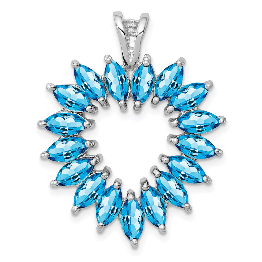 Sterlingsilber Rhodium Marquise Schweizer Blautopas Herz Anhänger