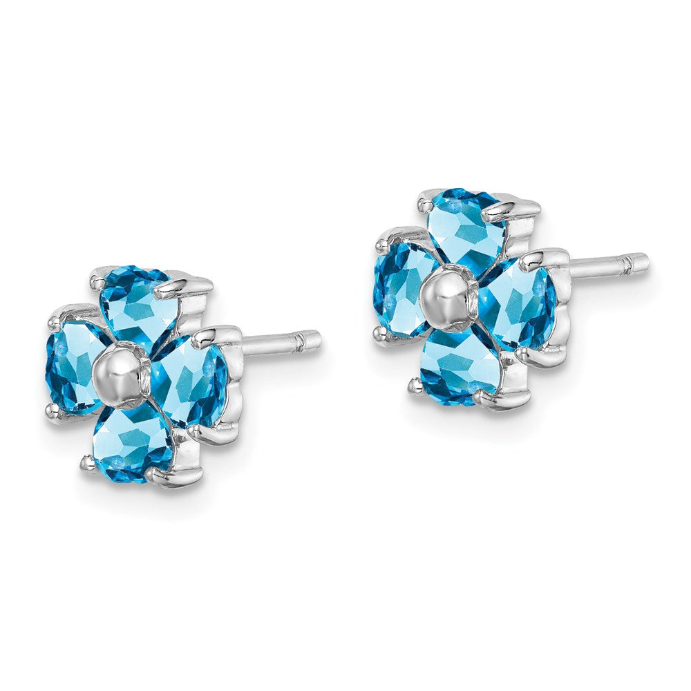Sterlingsilber Rhodiniert Blautopas Blume Ohrstecker
