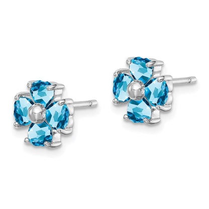 Sterlingsilber Rhodiniert Blautopas Blume Ohrstecker