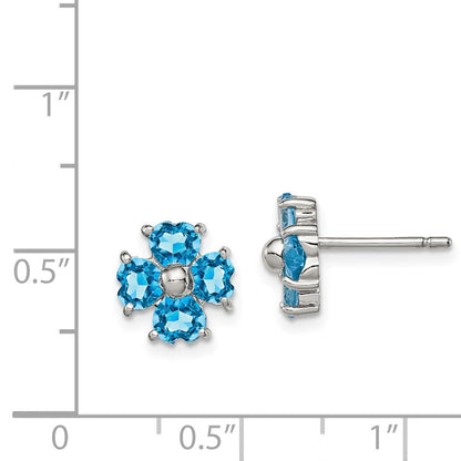 Sterlingsilber Rhodiniert Blautopas Blume Ohrstecker