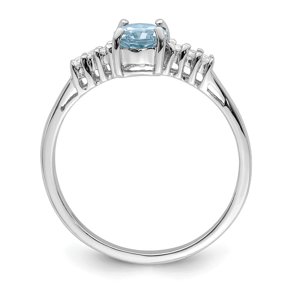 Sterlingsilber Rhodium Licht Schweizer Blautopas & Diamant Ring