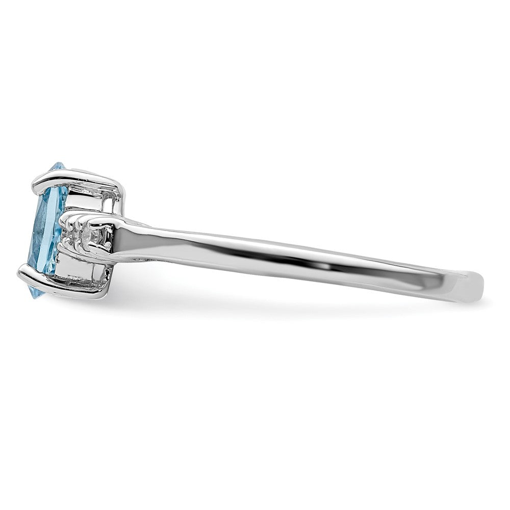 Sterlingsilber Rhodium Licht Schweizer Blautopas & Diamant Ring