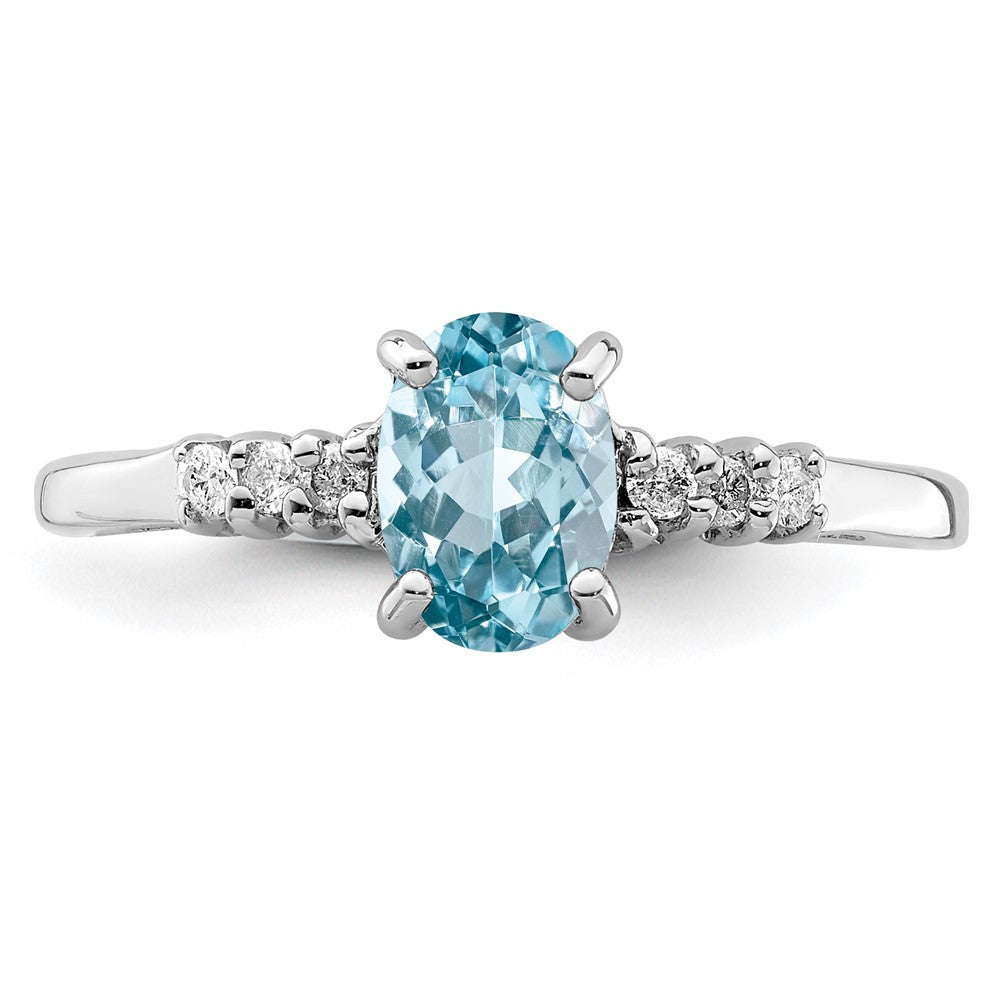 Sterlingsilber Rhodium Licht Schweizer Blautopas & Diamant Ring