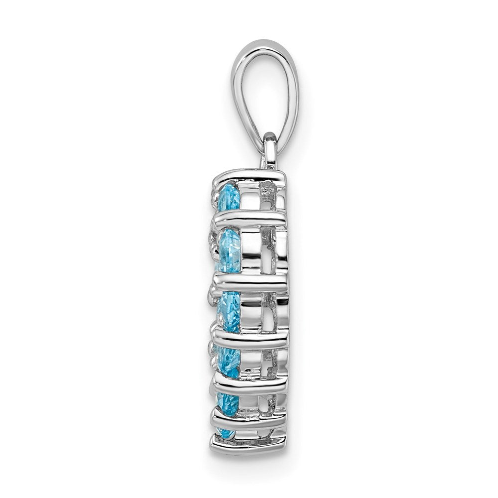 Sterlingsilber Rhodium Licht Schweizer Blautopas Herz Anhänger