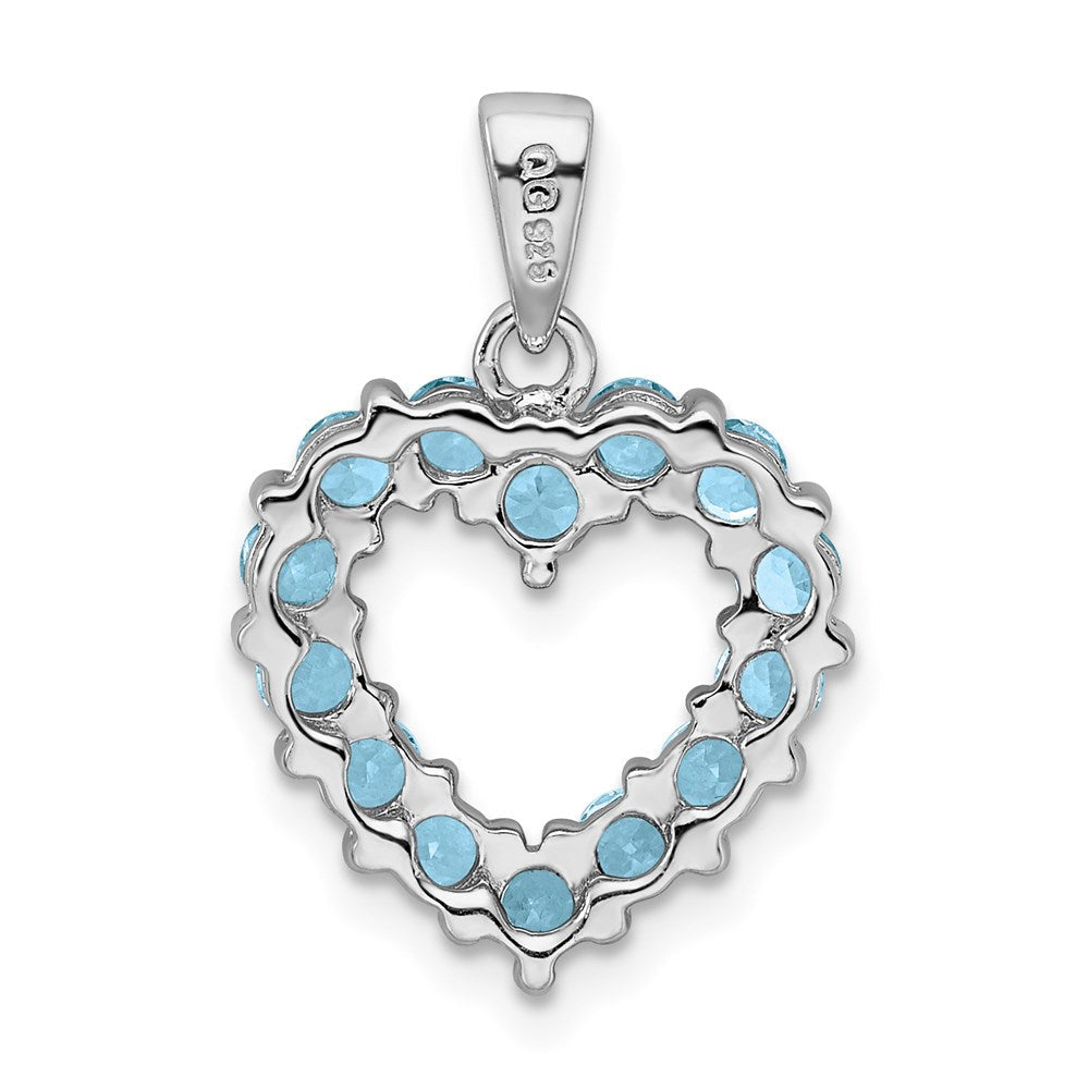 Sterlingsilber Rhodium Licht Schweizer Blautopas Herz Anhänger