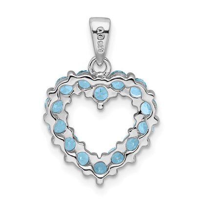 Sterlingsilber Rhodium Licht Schweizer Blautopas Herz Anhänger