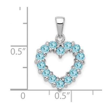 Sterlingsilber Rhodium Licht Schweizer Blautopas Herz Anhänger