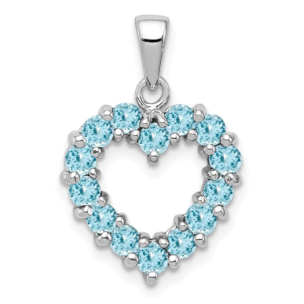 Sterlingsilber Rhodium Licht Schweizer Blautopas Herz Anhänger
