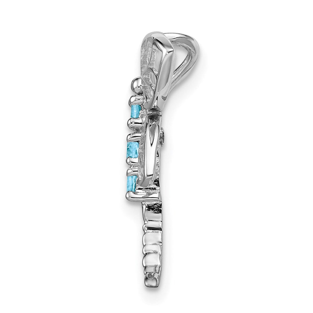 Sterlingsilber Rhodium Licht Schweizer Blautopas Libelle Anhänger