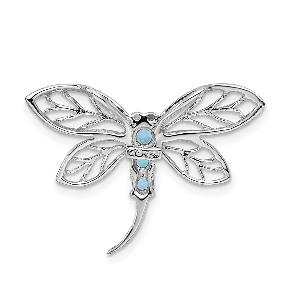 Sterlingsilber Rhodium Licht Schweizer Blautopas Libelle Anhänger