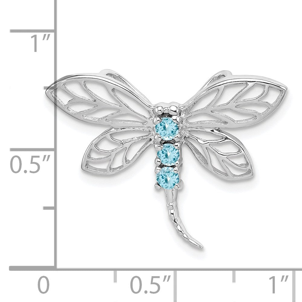 Sterlingsilber Rhodium Licht Schweizer Blautopas Libelle Anhänger