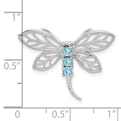 Sterlingsilber Rhodium Licht Schweizer Blautopas Libelle Anhänger