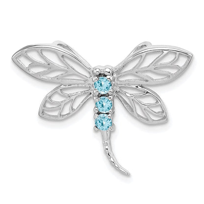 Sterlingsilber Rhodium Licht Schweizer Blautopas Libelle Anhänger