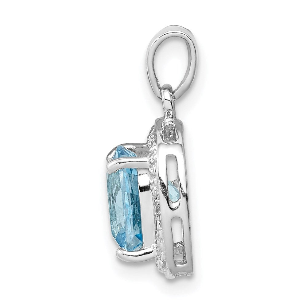 Sterlingsilber Rhodium Licht Schweizer Blautopas Anhänger