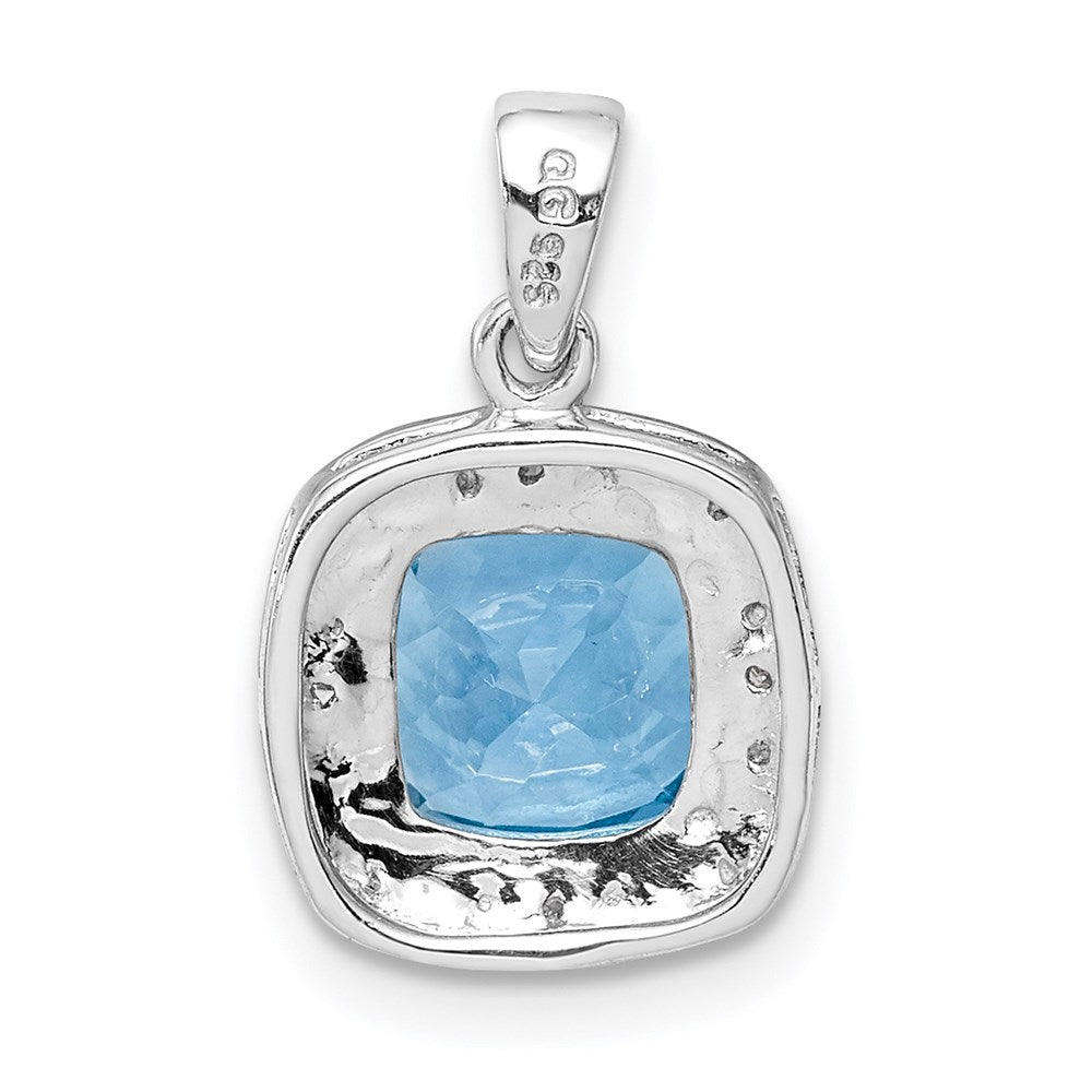 Sterlingsilber Rhodium Licht Schweizer Blautopas Anhänger