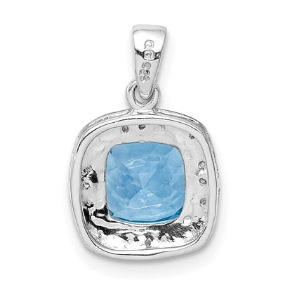 Sterlingsilber Rhodium Licht Schweizer Blautopas Anhänger