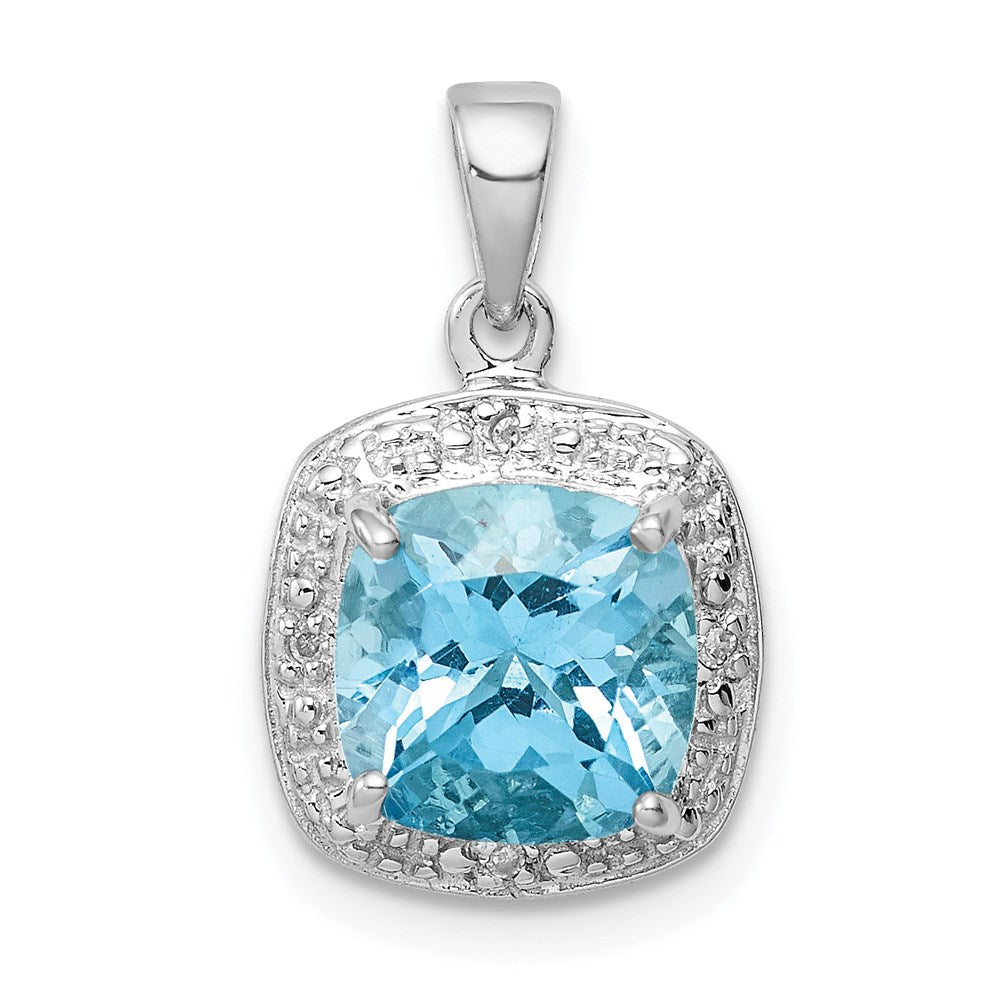 Sterlingsilber Rhodium Licht Schweizer Blautopas Anhänger