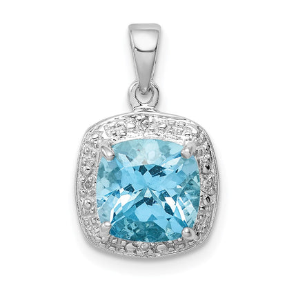 Sterlingsilber Rhodium Licht Schweizer Blautopas Anhänger