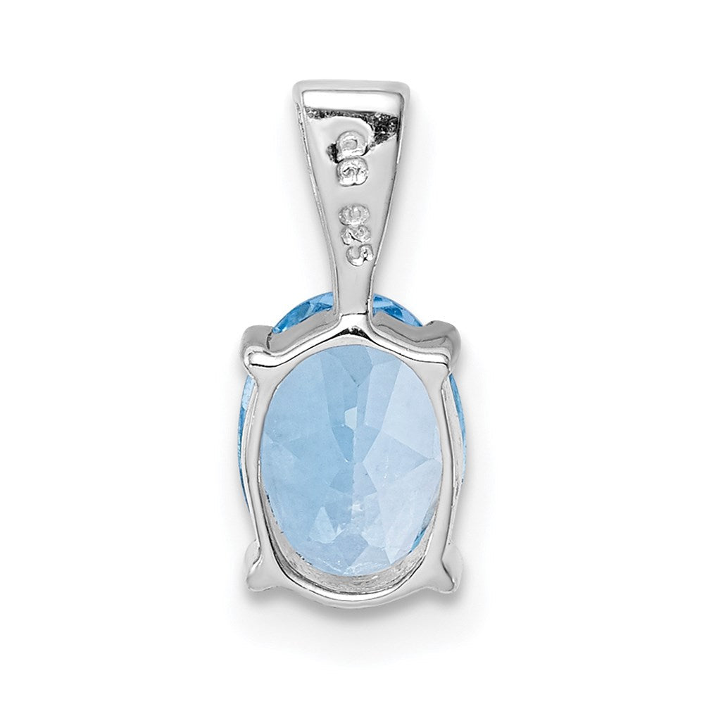 Sterlingsilber Rhodium Licht Schweizer Blautopas Anhänger