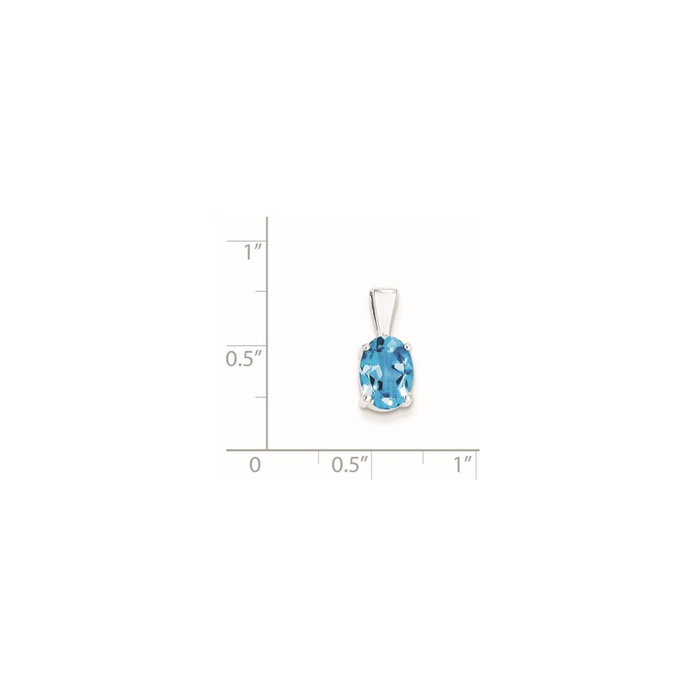 Sterlingsilber Rhodium Licht Schweizer Blautopas Anhänger