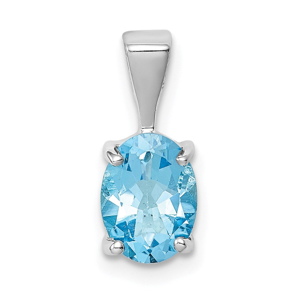 Sterlingsilber Rhodium Licht Schweizer Blautopas Anhänger