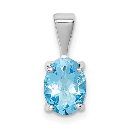 Sterlingsilber Rhodium Licht Schweizer Blautopas Anhänger