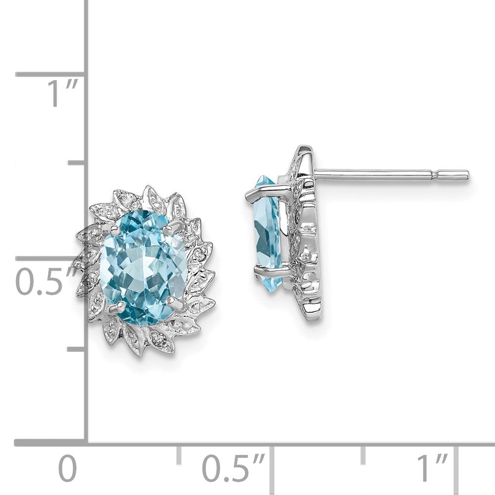 Sterlingsilber Rhodiniert Blautopas und Diamant Ohrstecker