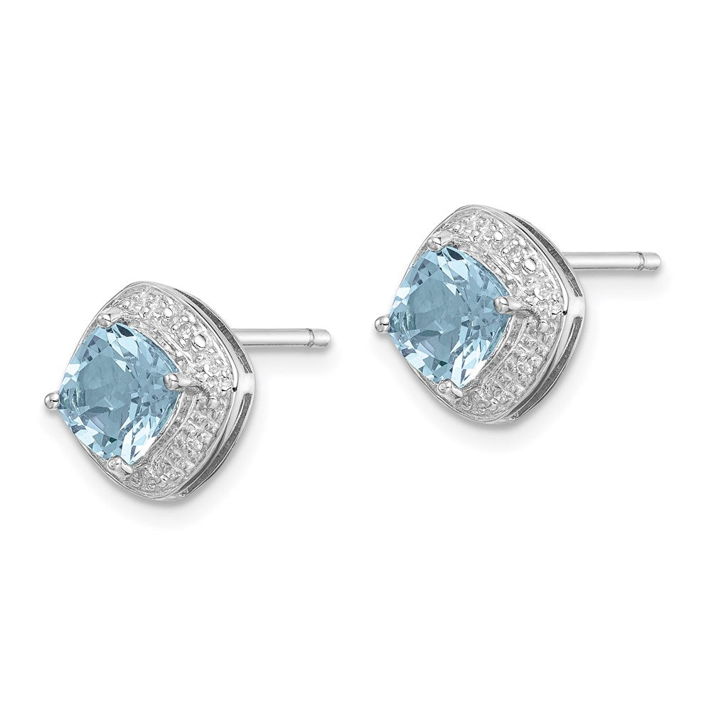 Sterlingsilber Rhodiniert Blautopas und Diamant Ohrstecker