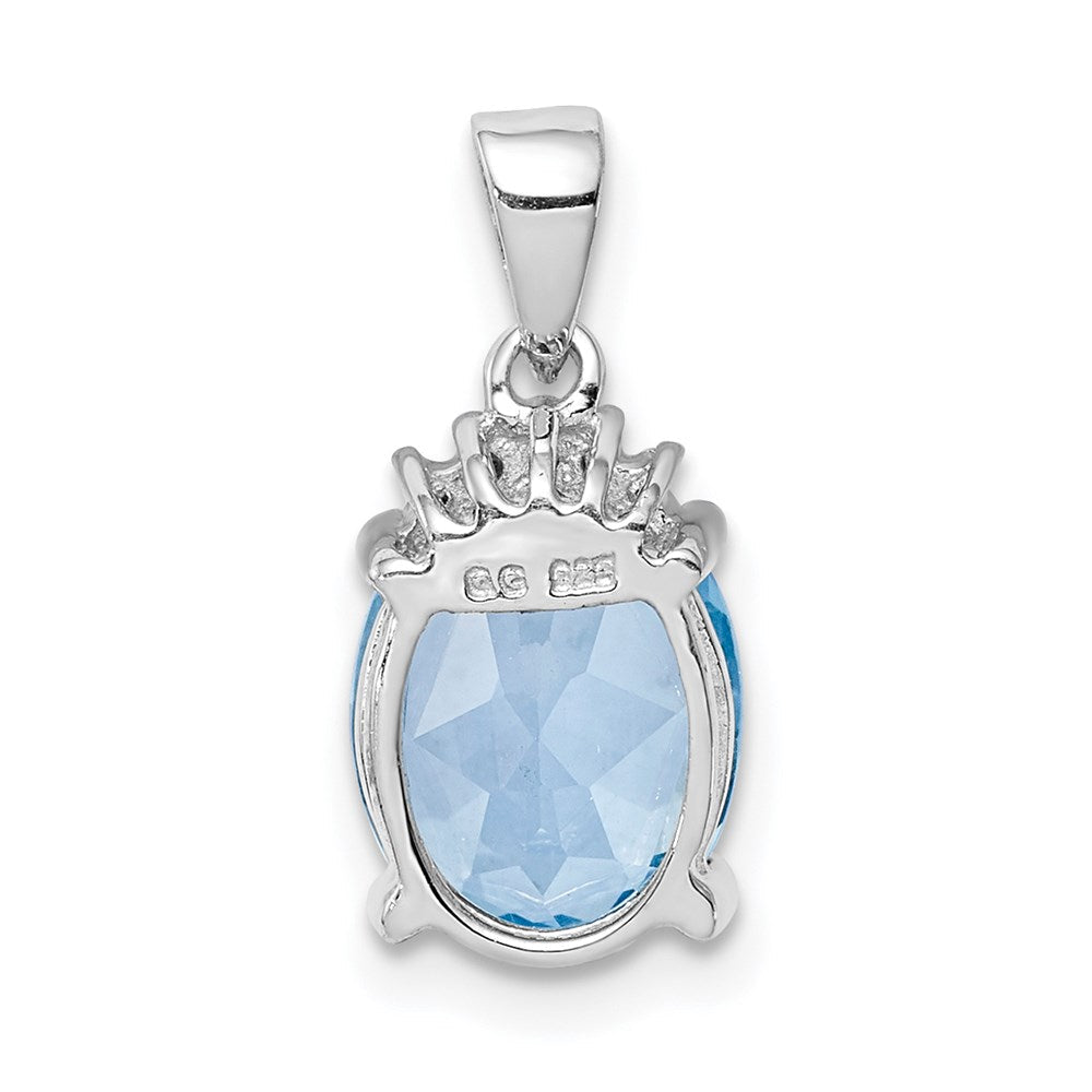 Sterlingsilber Rhodiniert Himmel Blautopas Diamant Anhänger