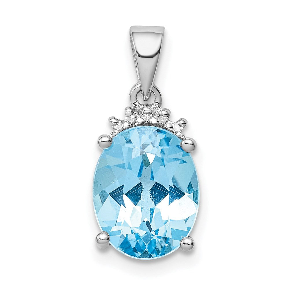 Sterlingsilber Rhodiniert Himmel Blautopas Diamant Anhänger