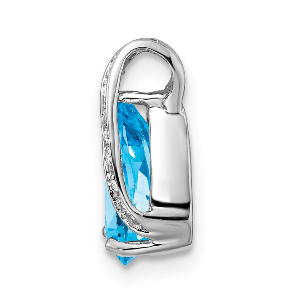 Sterlingsilber Rhodium Tropfen Schweizer Blautopas Anhänger