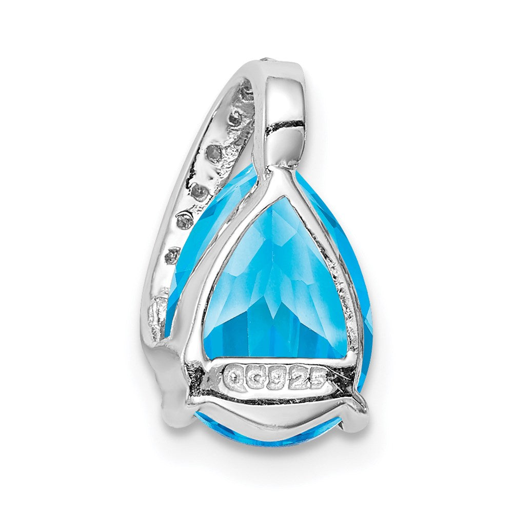 Sterlingsilber Rhodium Tropfen Schweizer Blautopas Anhänger
