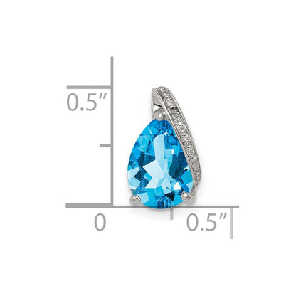 Sterlingsilber Rhodium Tropfen Schweizer Blautopas Anhänger