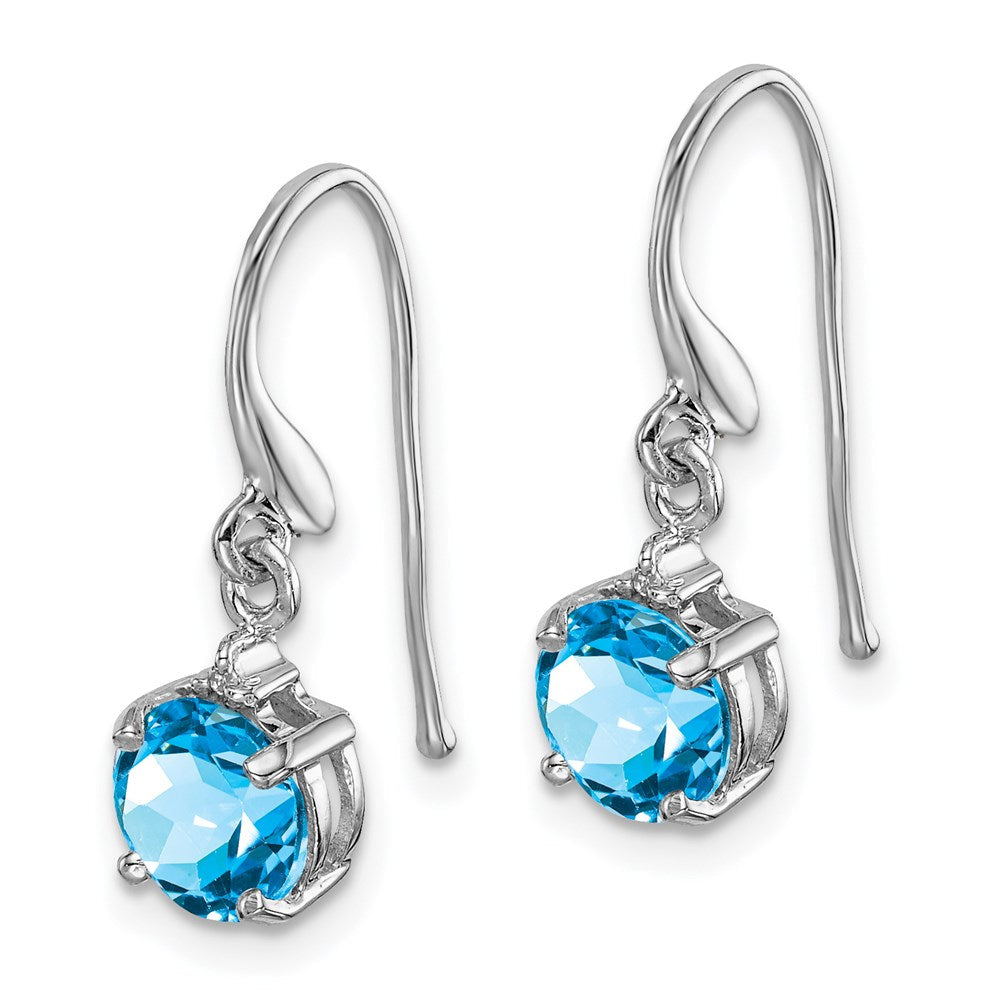 Sterlingsilber Rhodiniert Blautopas und Diamant Draht Ohrringe