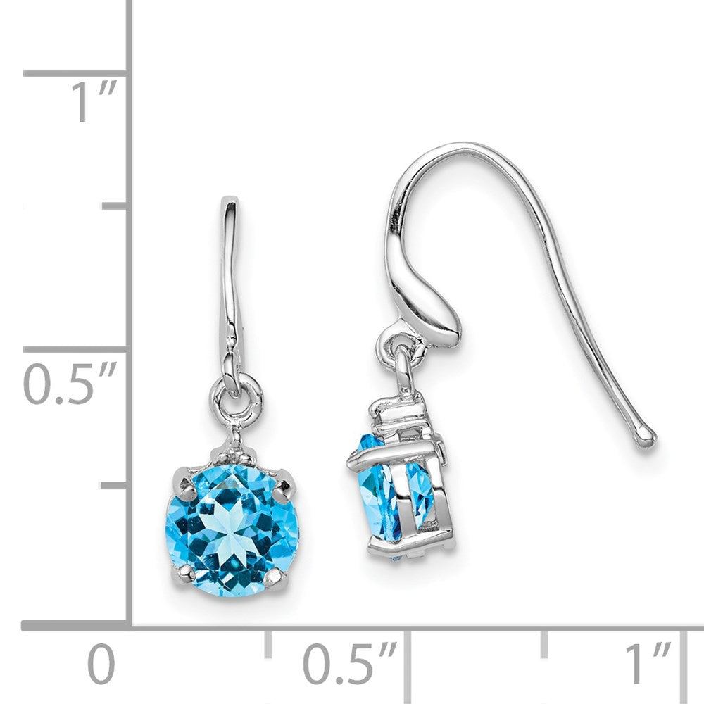 Sterlingsilber Rhodiniert Blautopas und Diamant Draht Ohrringe