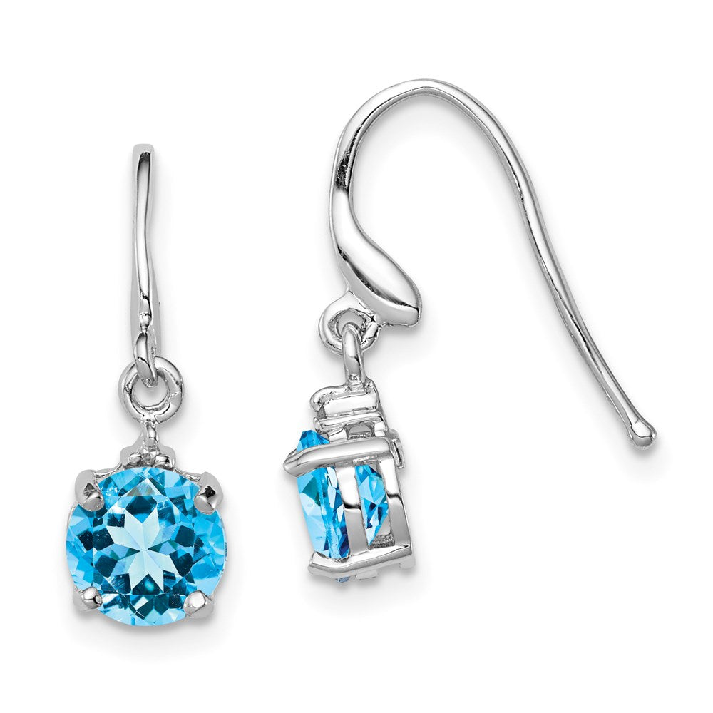 Sterlingsilber Rhodiniert Blautopas und Diamant Draht Ohrringe