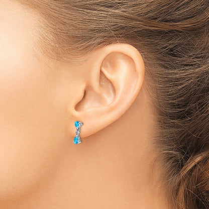 Sterlingsilber Rhodiniert Blautopas und Diamant Ohrstecker