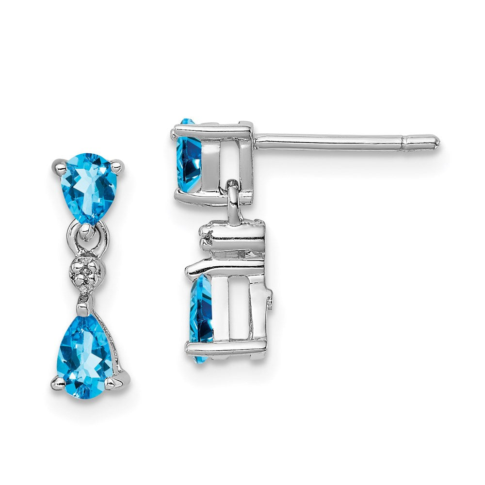 Sterlingsilber Rhodiniert Blautopas und Diamant Ohrstecker