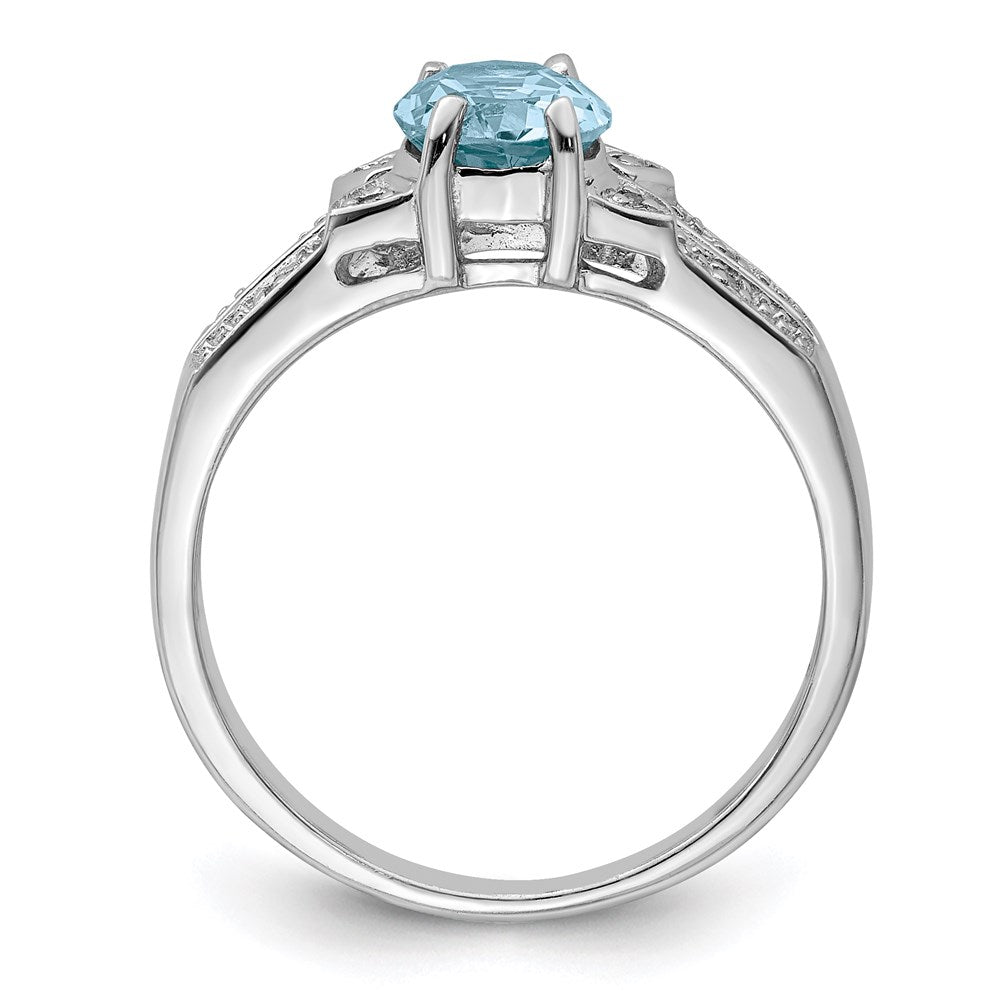 Sterlingsilber Rhodium Licht Schweizer Blautopas & Diamant Ring